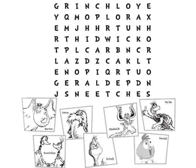 World of Seuss Word Search World of Seuss Word Search