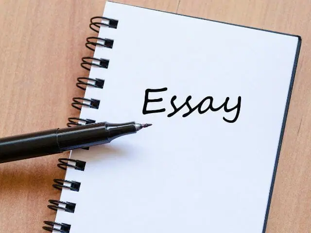 essay written on notebook with pen