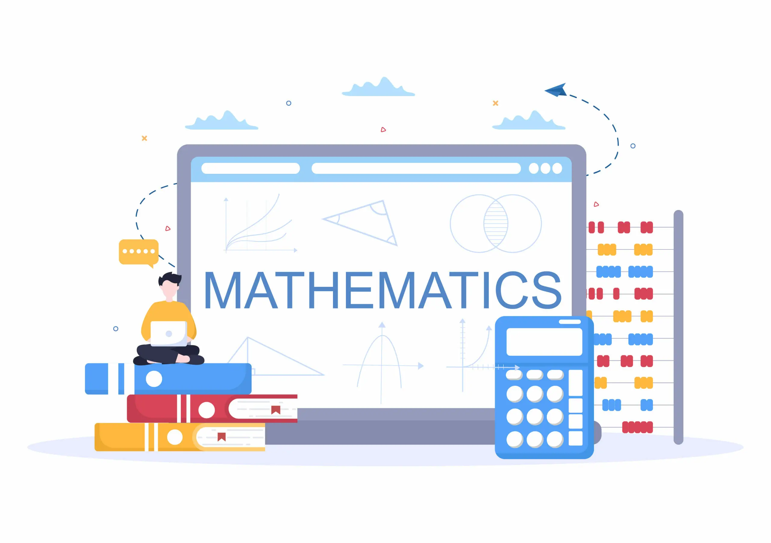 Learning Mathematics of Education and Knowledge Background Cartoon Vector Illustration. Science, Technology, Engineering, Formula or Basic Math